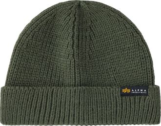 Alpha Industries Skim&uuml;tze ALPHA INDUSTRIES Dockers Beanie, Herren, Gr. onesize, gr&uuml;n (schwarz olive), Obermaterial: 100% Polyacryl, M&uuml;tzen Skim&uuml;tze