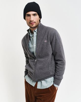 GANT Men Superfine Lambswool Zip Cardigan (4XL) CHARCOAL MELANGE