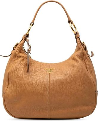 Prada Pre-owned Shoulder Bags, female, Brown, Size: ONE SIZE Pre-owned Leather Shoulder Bag