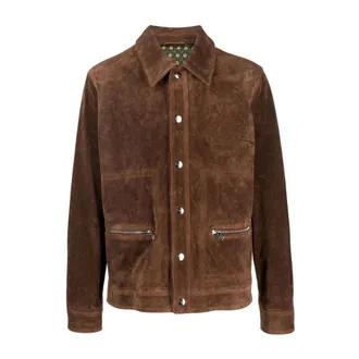 Etro Etro, Leather Jackets, male, Brown, Size: S Suede Shirt Jacket