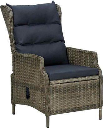 vidaXL Vidaxl - Sill&oacute;n Reclinable De Jard&iacute;n Con Cojines Rat&aacute;n Sint&eacute;tico Marr&oacute;n
