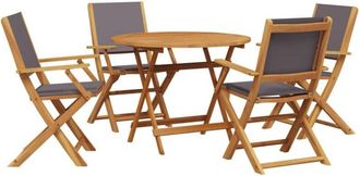 vidaXL vidaXL 5 Piece Garden Dining Set Anthracite Fabric and Solid Wood