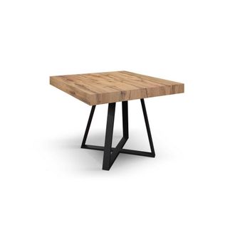 Konte Design Mesa de madera, efecto roble, base antracita, extensi&oacute;n 95x90-145x90cm