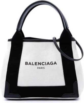 Balenciaga Pre-owned Navy Cabas XS - Dames - Vintage Shopper - Wit - ONE Size - Leer - Vintage