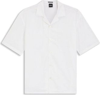 BOSS Relaxed-fit shirt in floral-embroidered cotton