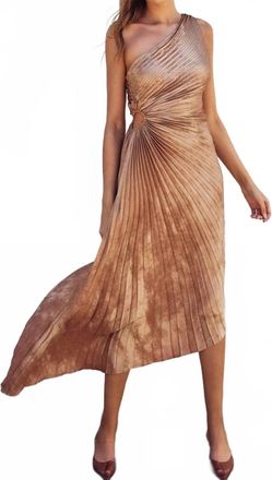 Dress Forum Too Precious One Shoulder Asymmetrical Dress In Golden Sand