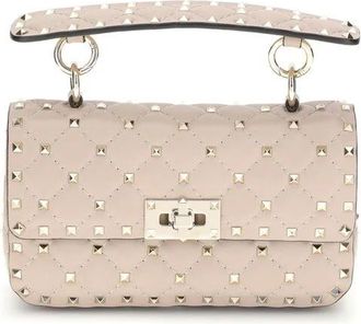 Valentino Garavani Rockstud Spike Leren Handtas - Dames - Handtassen - Beige - ONE Size - Leer - Tassen