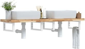 vidaXL Estante De Lavabo De Pared Acero Y Madera Maciza De Acacia Vidaxl