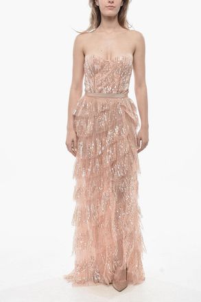 Elisabetta Franchi Maxi Vestito Strapless con Paillettes Elisabetta Franchi