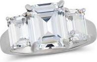 Savvy Cie Jewels Emerald Cut Cubic Zirconia 3-Stone Ring in White at Nordstrom Rack, Size 10