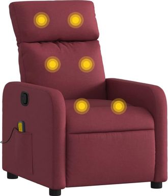 vidaXL Vidaxl - Sill&oacute;n De Masaje Reclinable De Tela Color Vino Tinto