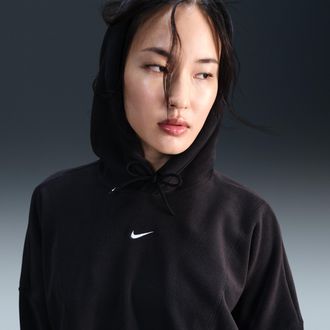 Nike Womens One Oversized Therma-FIT Pullover Fleece Hoodie in Black | FV8076-010