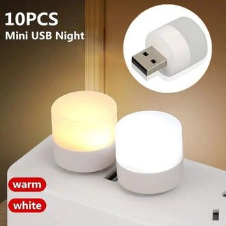 OEM Mini Luces Led Usb De 10 Piezas Con Luz Blanca C&aacute;lida Para Port&aacute;tiles, Bater&iacute;as Externas Y Viajes (5 Luces C&aacute;lidas + 5 Luces Blancas)