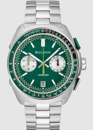 Bulova Racer Chronograph Quartz Green Dial Mens Watch 98B468
