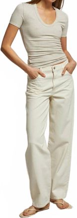 perfectwhitetee Avril U Neck Rib Tee In Oatmeal