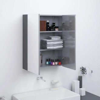 vidaXL Armario De Espejo De Ba&ntilde;o Mdf Gris Brillante 60x15x75 Cm Vidaxl