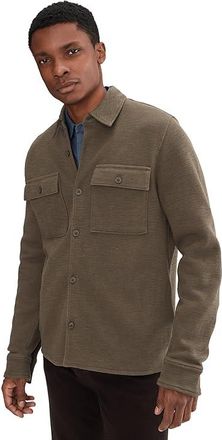 Vince Double Slub Shirt Jacket Mens Clothing Moss : SM, Cotton/Lyocell