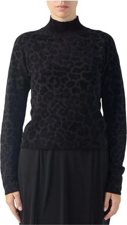 Just Cavalli Collo Alto Jacquard Leo Lurex - Knitwear - Mujer - Negro - S