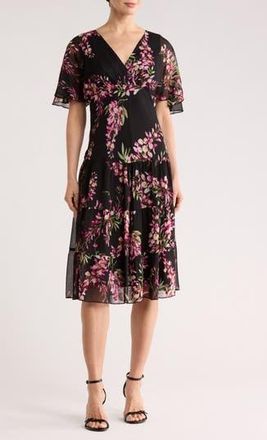 Connected Yoryu Flutter Sleeve Dress in Black at Nordstrom Rack, Size 14