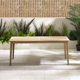Furniturebox Asa 6 Seat Rectangular Solid Wood Outdoor Dining Table in Light Brown