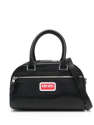 Kenzo logo-plaque faux-leather tote bag - women - Cotton/Polyester - One Size - Black