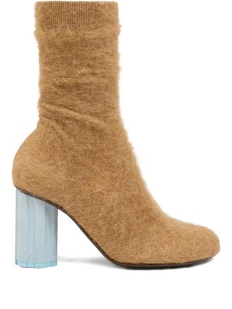 Ami Piano 120mm ankle boots - women - Mohair/Calf Leather/Calf Leather - 38 - Brown