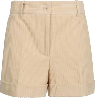 P.A.R.O.S.H. Hoge Taille Corduroy Shorts - Dames - Korte Broeken - Beige - XS - Katoen - Korte Broeken