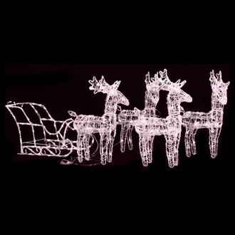Berkfield Home Reindeers & Sleigh Christmas Decoration 280x28x55 cm Acrylic | Size: 280 x 28 x 55 cm