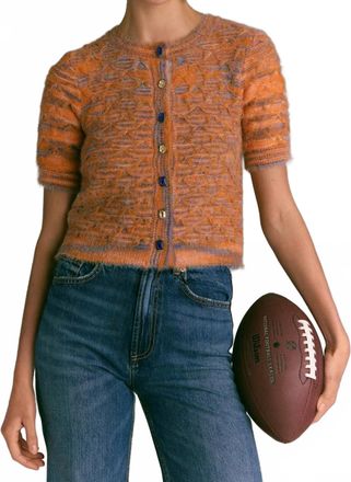 Allison New York Fuzzy Effie Cardigan In Orange/blue