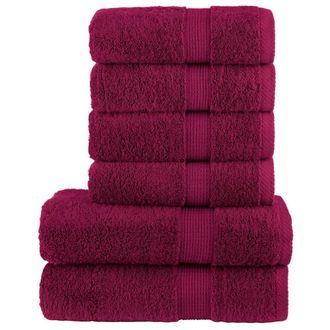 Berkfield Home 6 Piece Premium Towel Set SOLUND Bordeaux 600 gsm in Red