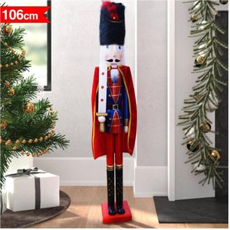 Trade Shop Trade Shop - Soldato Schiaccianoci Di Natale In Legno Altezza 106 Cm Decorazioni Natalizie