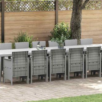 vidaXL Conjunto De Comedor De Jard&iacute;n 17 Pcs Gris Claro Ratan Polt Vidaxl