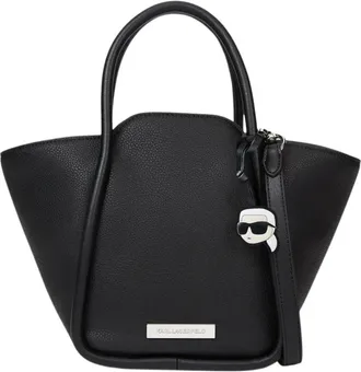 Karl Lagerfeld Tassen, Dames, Zwart, ONE Size, Polyester, Ikon Tote