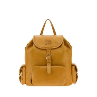 Miu Miu Mustard Nappa Leather Backpack Whisky Zaini