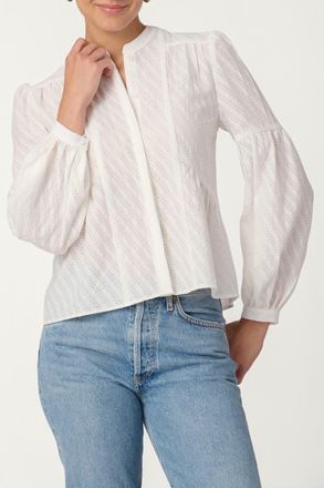 Shoshanna Breeze Stripe Burnout Flynn Top in Optic at Nordstrom, Size X-Large