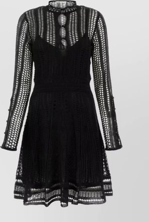 Chlo&eacute; linen blend mini dress with patterned texture