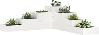 vidaXL Vidaxl - Jardinera 4 Niveles Madera Maciza Pino Blanca 106x104,5x36 Cm