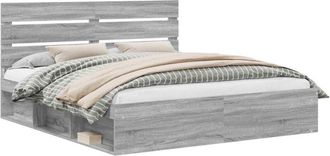 vidaXL Estructura De Cama Con Cabecera Gris Sonoma 180 X 200 Cm Vidaxl