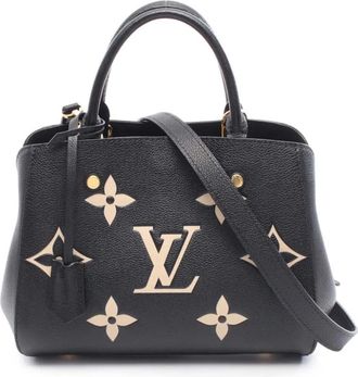 Louis Vuitton Borsa a tracolla Montaigne BB bicolore in pelle Empreinte con monogramma Giant 2021-2025 - Nero