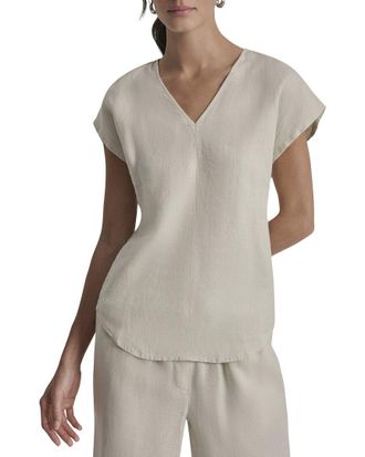 DKNY Dkny V-Neck Linen Top