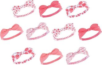 Hudson Baby 10Pk Knotted Jersey Headbands in Flamingo at Nordstrom