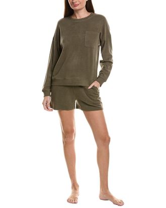 Barefoot Dreams 2Pc Brushed Fleece Top & Short Set