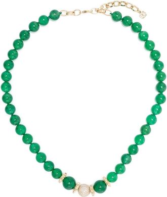 Sydney Evan 14kt yellow gold Scallop Rondelle beaded necklace - women - Onyx/14kt Yellow Gold/Diamond - One Size