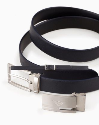 Emporio Armani Reversible Leather Belt - Blue