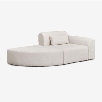 Sklum Sof&aacute; Modular Esquinero Derecho De 1 Pieza Con Puff Triangular En Borreguito Borjan Sklum