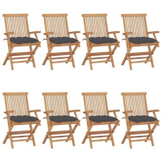 vidaXL Vidaxl - Sedie Da Giardino Con Cuscini Antracite 8pz Legno Massello Teak