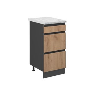 Vicco Mueble Bajo De Cocina R-line, Roble Dorado, 40 Cm Et M&aacute;rmol