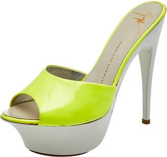 Giuseppe Zanotti Neon Yellow Patent Leather Platform Sandals