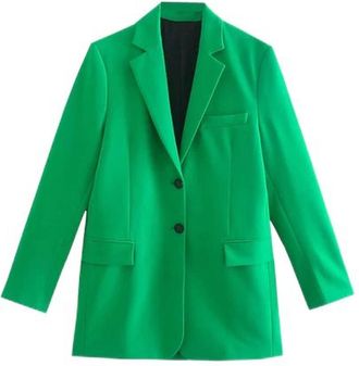 Generic Women Fashion Green Mini Skirt with Front Slit High-Waist Side Zipper Slit Hem Chic Lady Woman Casual Short Skirts-Blazer-S