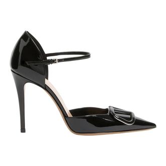 Valentino Schoenen, Dames, Zwart, 37 EU, Leer, VLogo Signature DOrsay Patent Leather Pumps 100mm